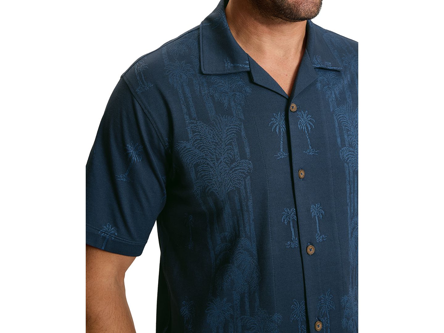 Мужское поло Tommy Bahama Palm Fresco Palm Grove Camp Stripe Polo Shirt, цвет: Синий — фото 2