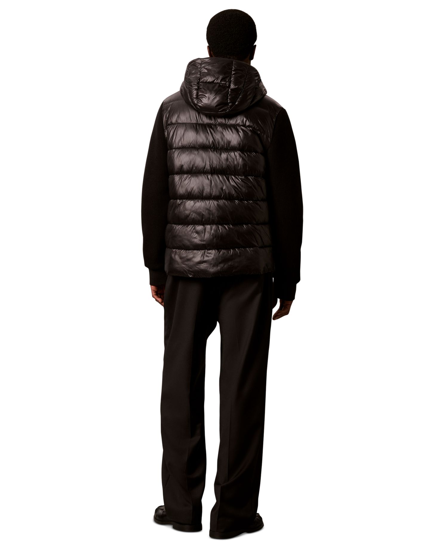 Men's Mixed Media Hooded Puffer Jacket