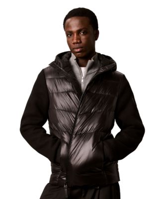 Men's Mixed Media Hooded Puffer Jacket