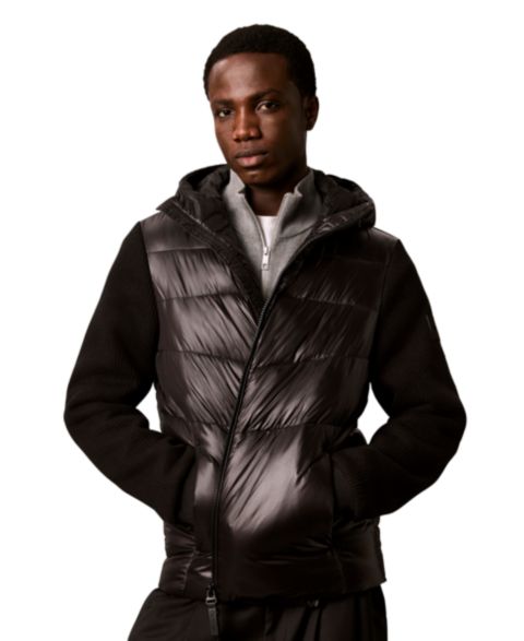 Мужская куртка Calvin Klein Mixed Media Hooded Puffer, цвет: Чёрный