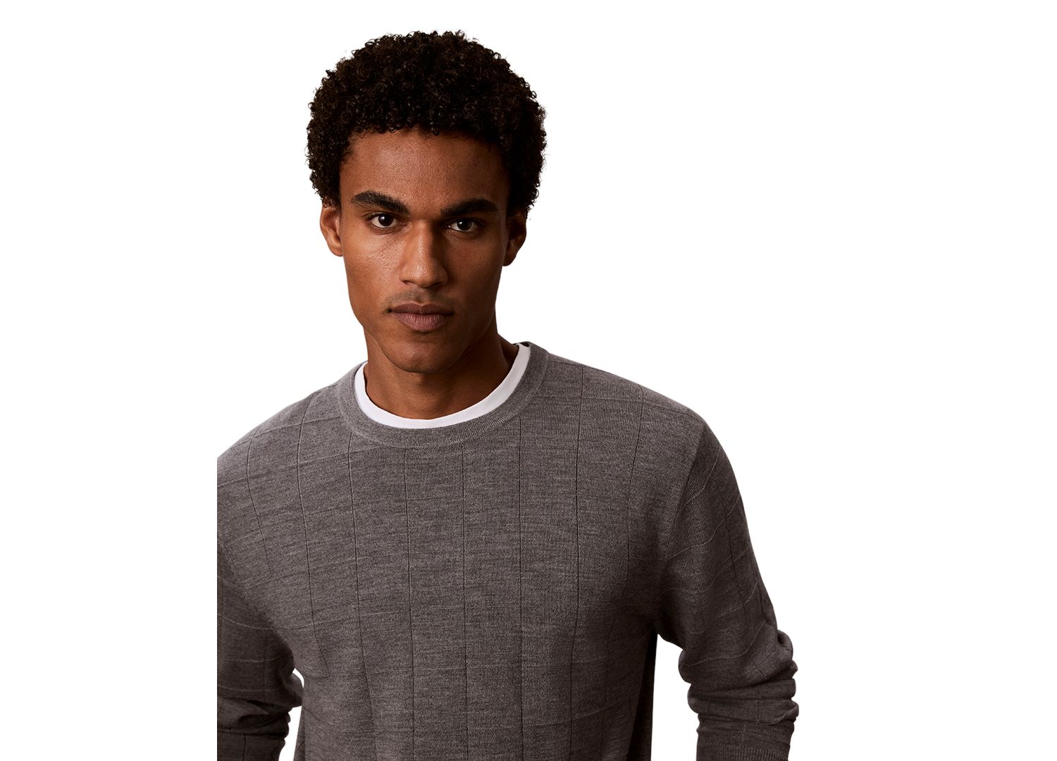 Men's Merino Grid Lightweight Crewneck Sweater
