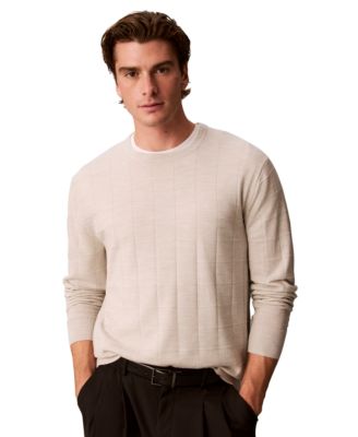 Men's Merino Grid Lightweight Crewneck Sweater