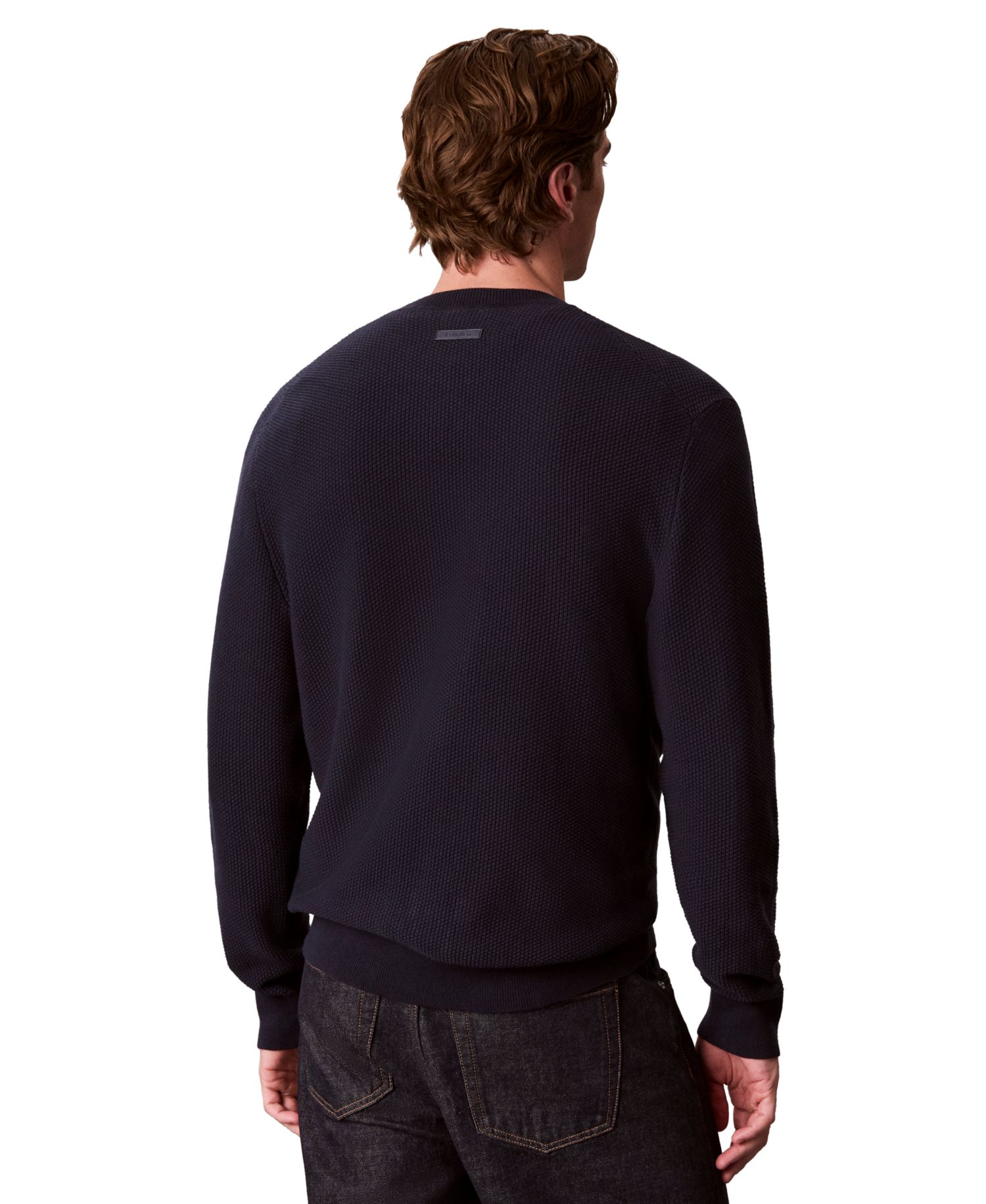 Men's Textured Cotton Crewneck Sweater