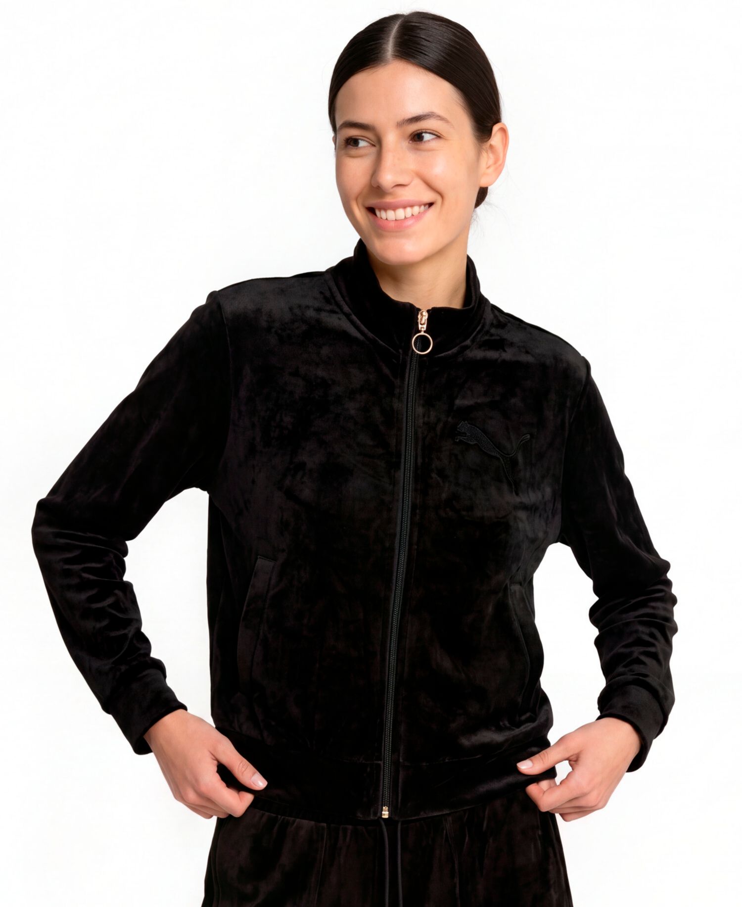 Women's Ess Elevated Full-Zip Velour Stand Collar Jacket