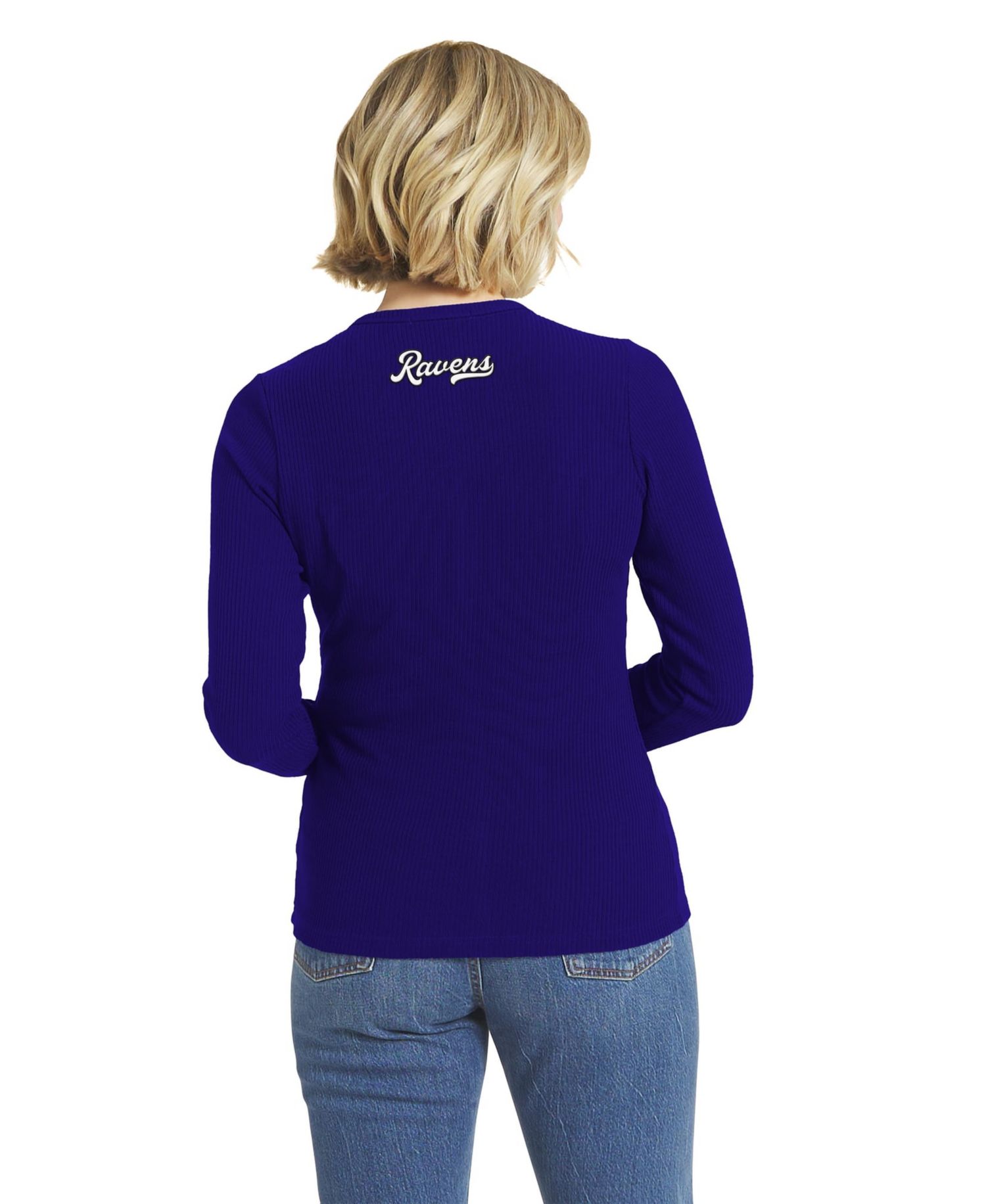 Women's Purple Baltimore Ravens Ribbed Full-Button Cardigan Sweater
