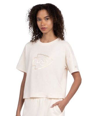 Women's Cream Kansas City Chiefs Pastel Travel Boxy Cropped T-Shirt