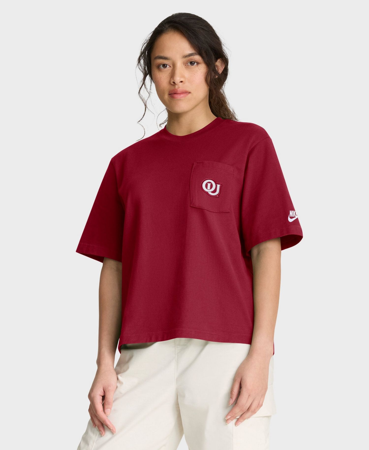 Women's Crimson Oklahoma Sooners Legacy Pocket Boxy T-Shirt