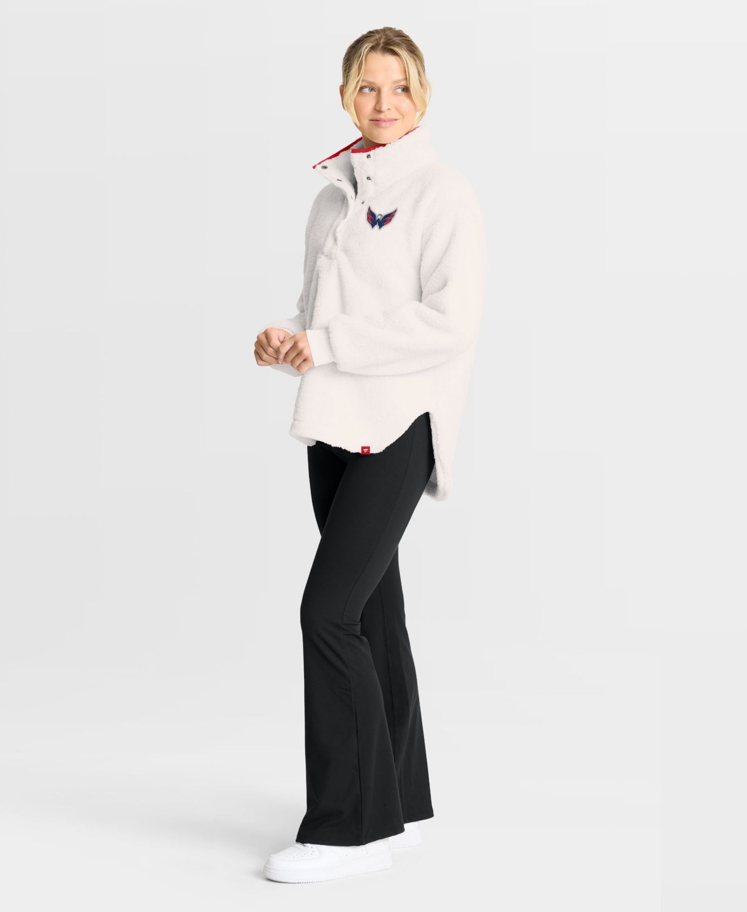 Women's White Washington Capitals Rush Sherpa Half-Snap Pullover Sweatshirts