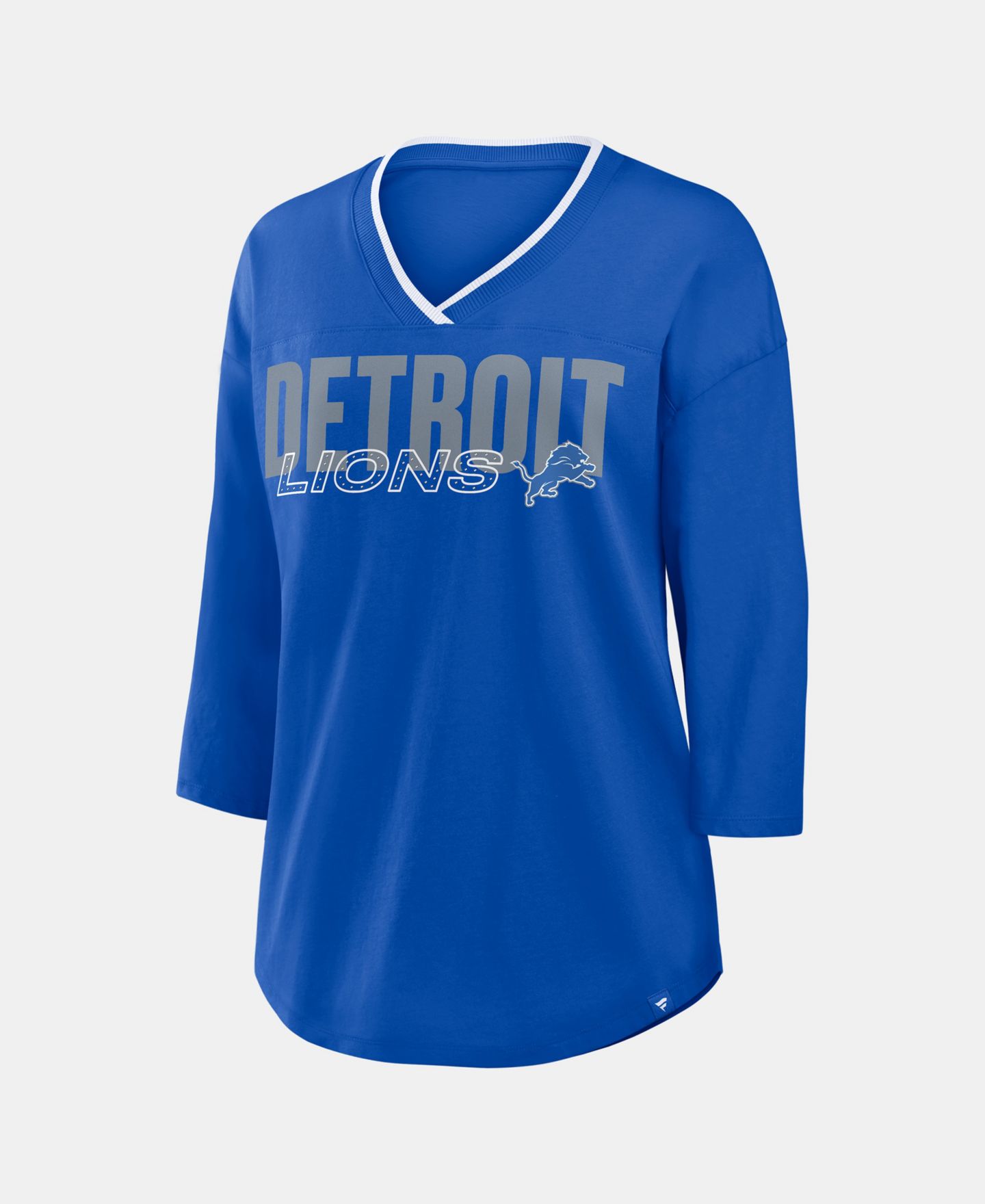 Женская футболка Fanatics Blue Detroit Lions Team First Deceptive Juke 3/4-Sleeve V-Neck — фото 4