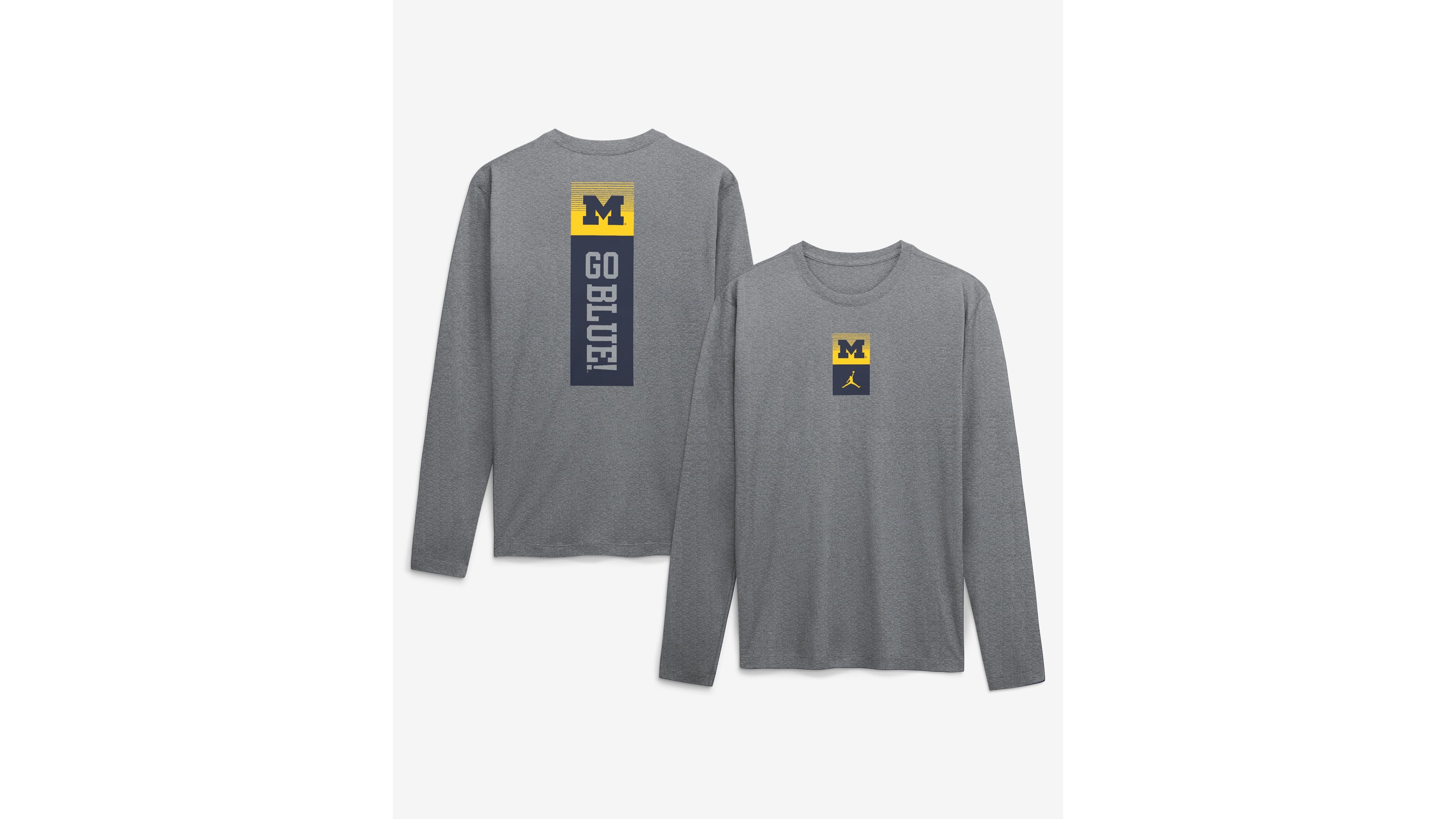 Jordan Men's Heather Gray Michigan Wolverines Double Stack Legend Dri-fit Long Sleeve T-Shirt