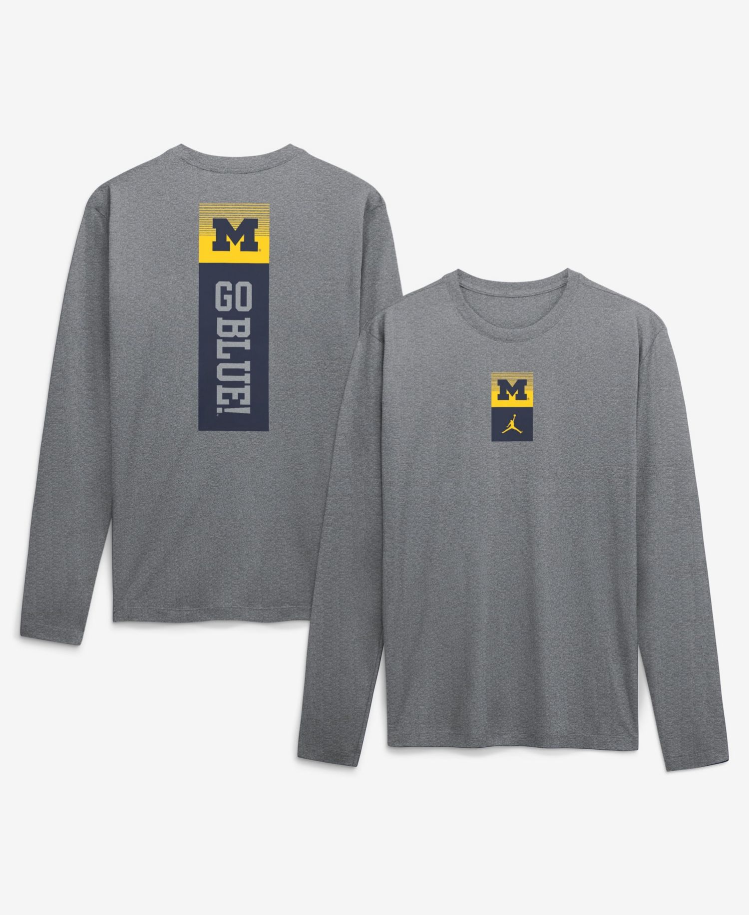 Men's Heather Gray Michigan Wolverines Double Stack Legend Dri-FIT Long Sleeve T-Shirt