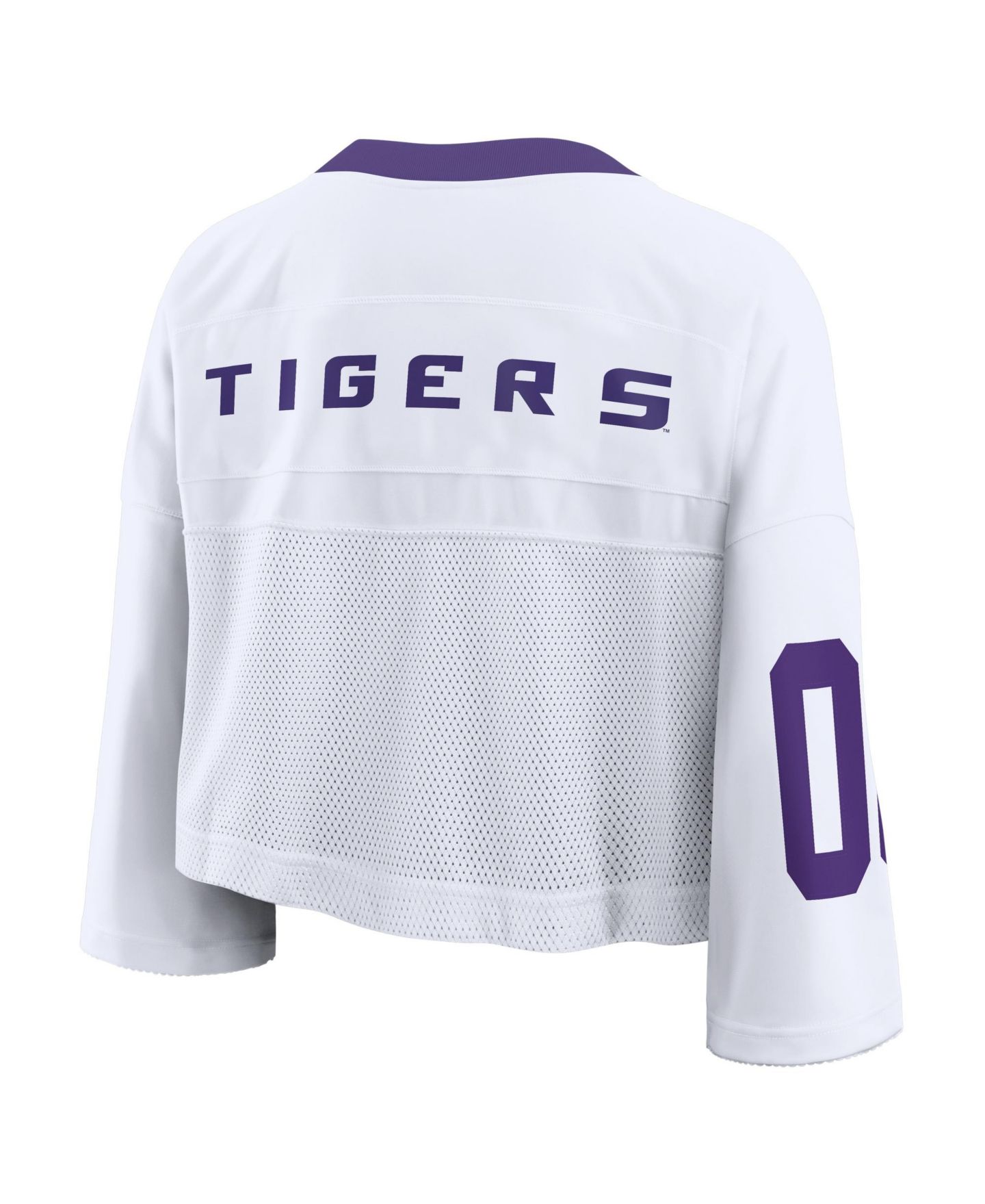 Женское джерси Nike Women's White LSU Tigers Oversized Logo Cropped Fashion Jersey — фото 3