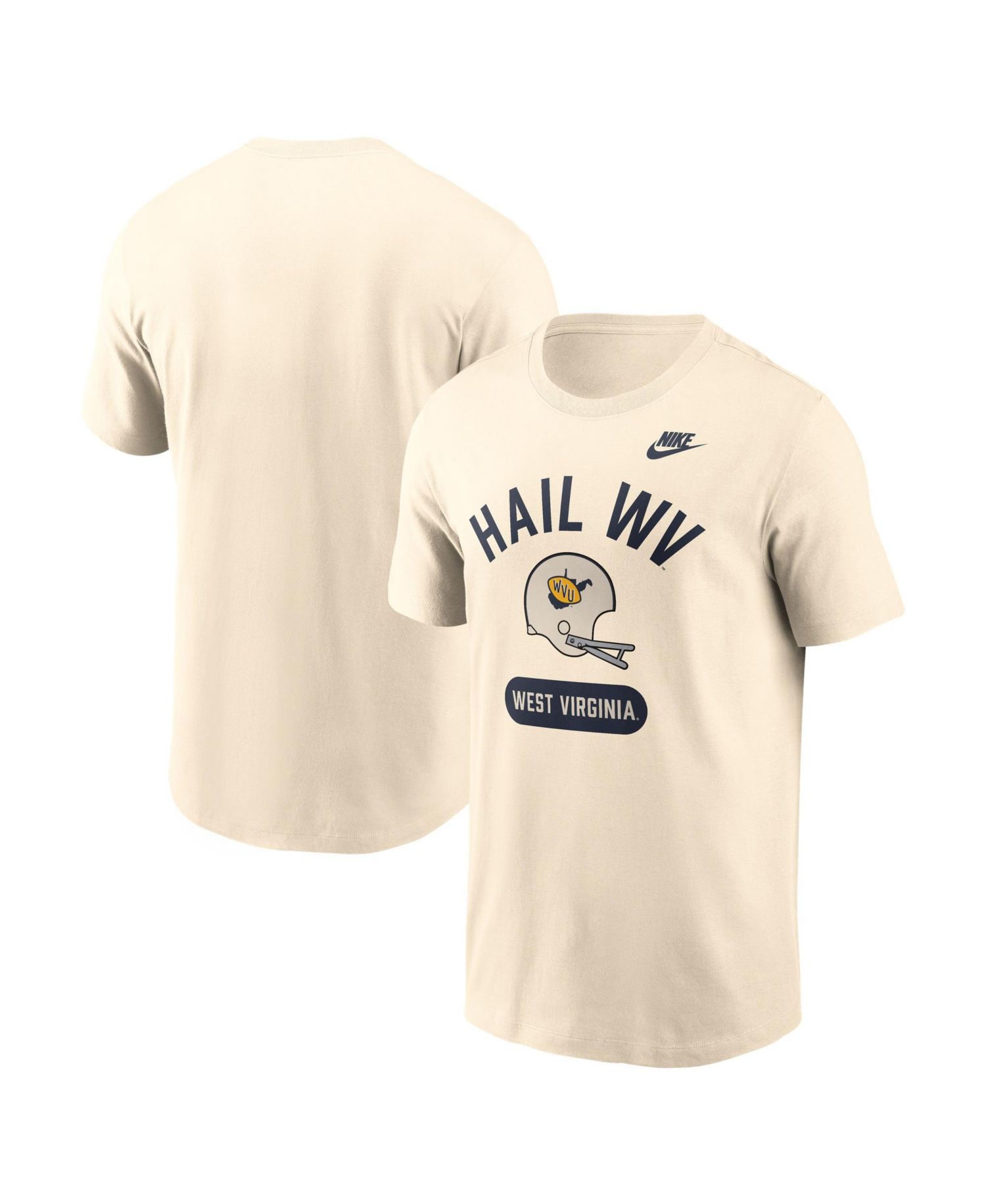 Men's Natural West Virginia Mountaineers Legacy Arch Helmet T-Shirt