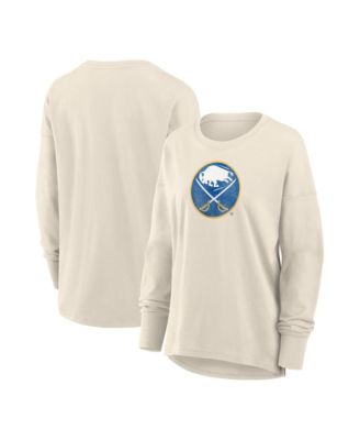 Women's Cream Buffalo Sabres Distressed Logo Long Sleeve T-Shirt