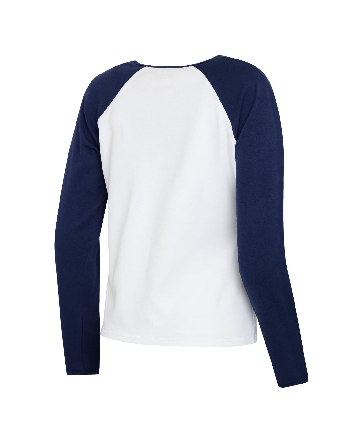 Women's White/Navy New England Patriots Henley Long Sleeve Raglan T-Shirt