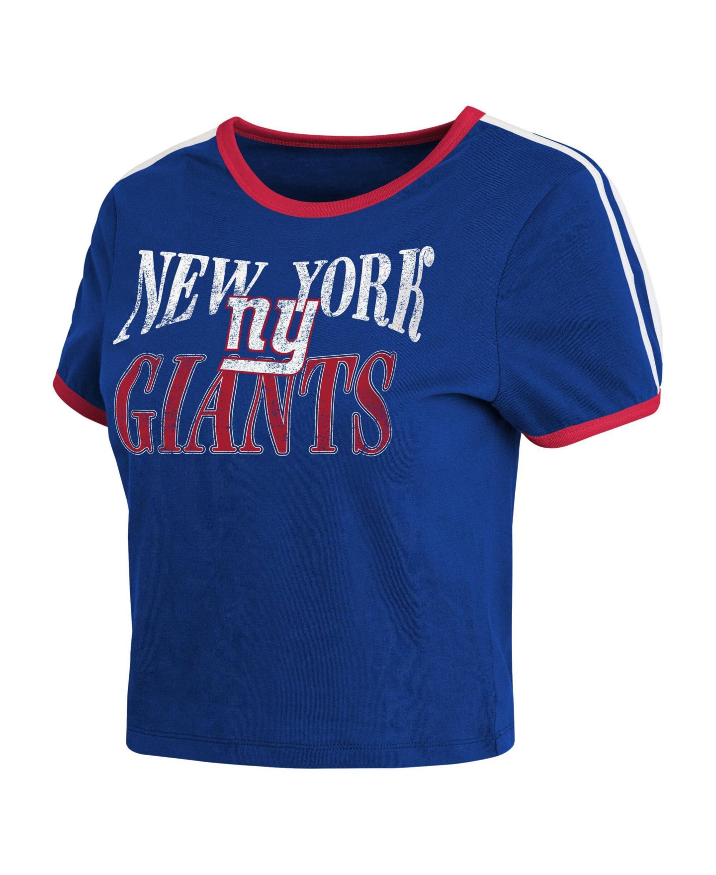 Женская футболка WEAR by Erin Andrews Royal New York Giants Cropped Ringer Baby T-Shirt — фото 4