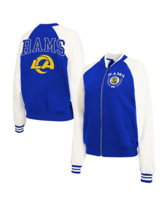 Women's Royal Los Angeles Rams Throwback Varsity Fleece Raglan Full-Zip Jacket