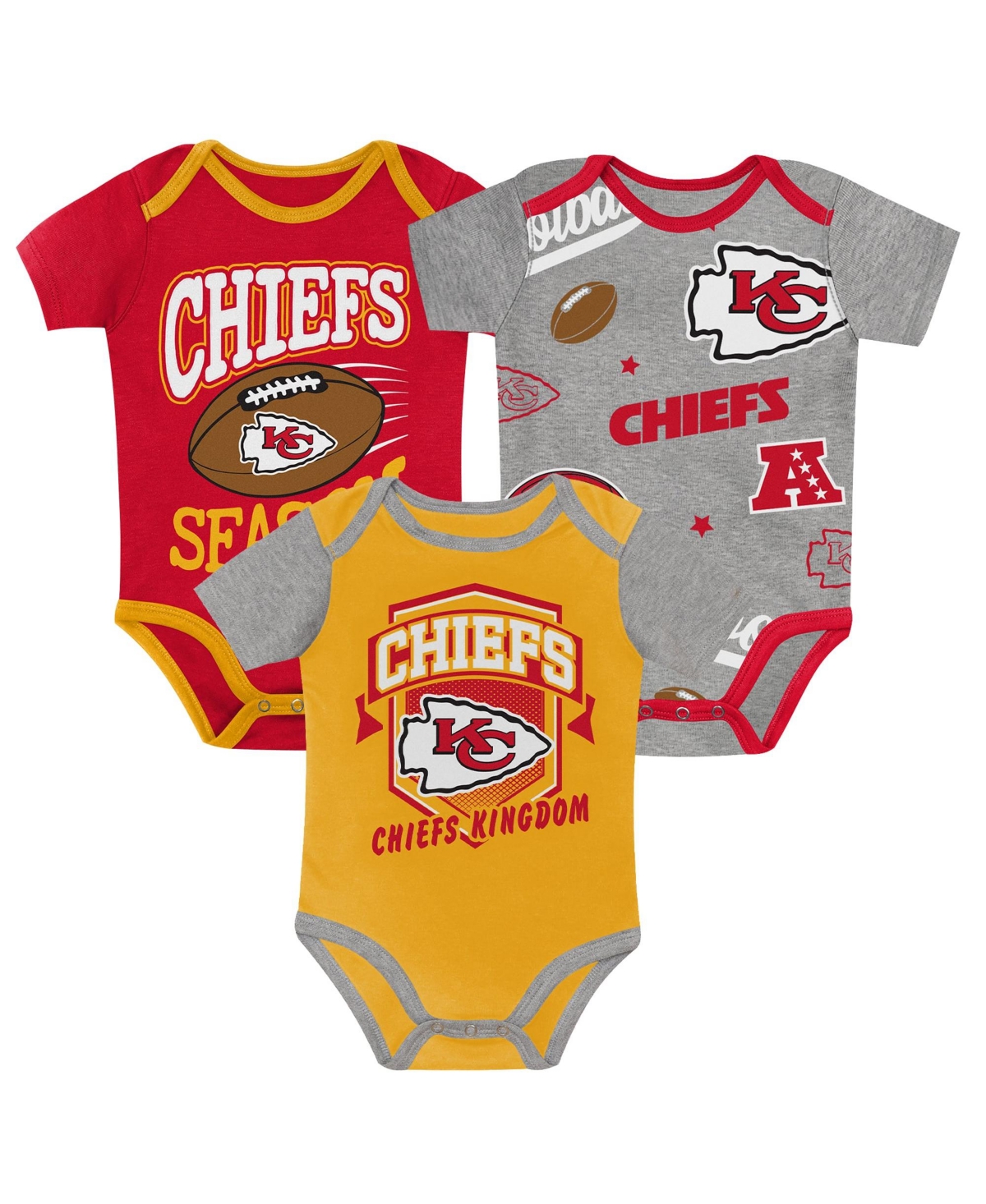 Outerstuff Baby Boys and Girls Kansas City Chiefs First Round Pick Three-Piece Bodysuit Set