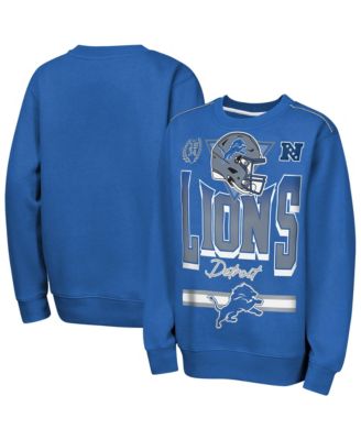Big Boys and Girls Blue Detroit Lions Run Gun Fleece Sweatshirt