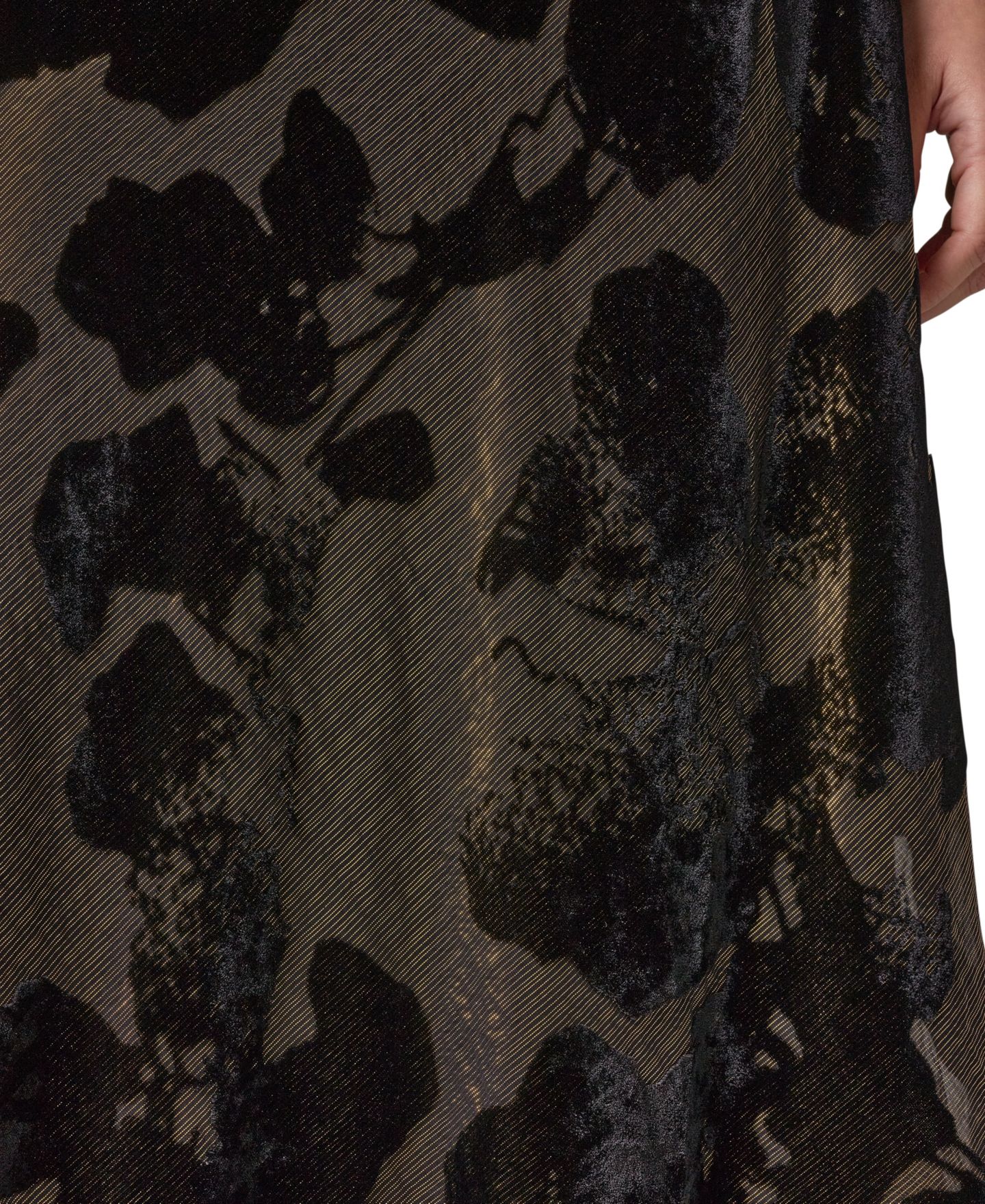 Женское платье Donna Karan New York Floral A-Line Metallic Velvet Burnout Midi, цвет: Чёрный / Золотой — фото 6