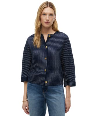 Women's Linen Nautical Stripe Blouse