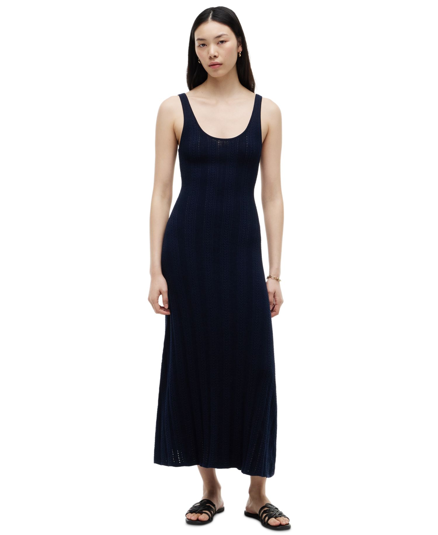 Women's Cotton Cable Pointelle Maxi Dress