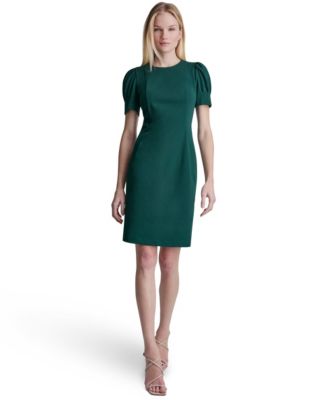 Women's Puff-Sleeve Crewneck Sheath Dress