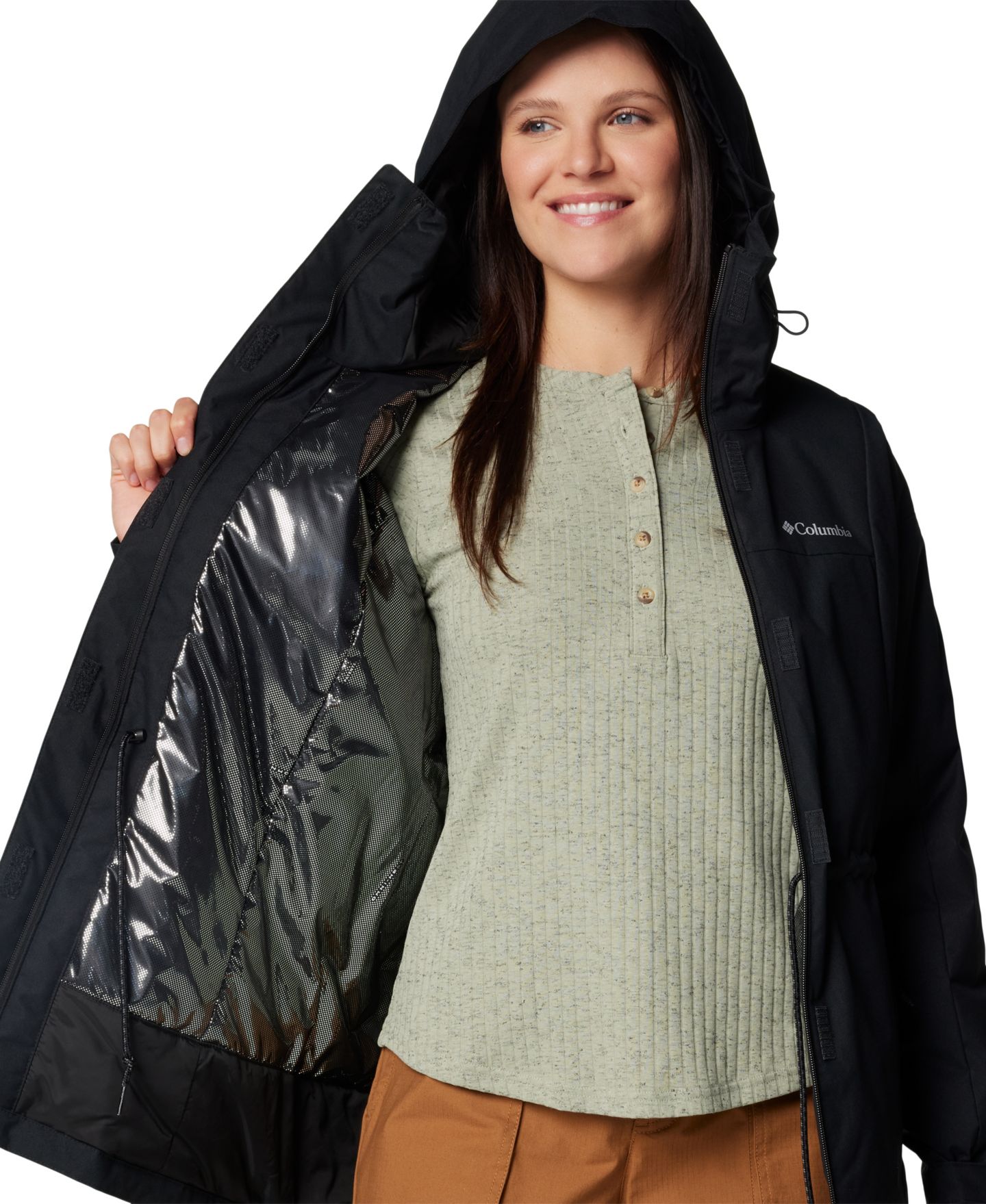 Женская куртка Columbia Hikebound™ II Long Waterproof Insulated Hooded, цвет: Чёрный — фото 5