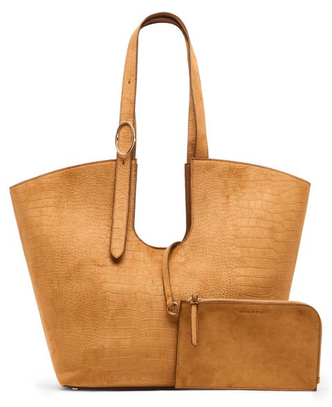 Женская сумка-тоут Anne Klein из искусственной замши с тиснением и косметичкой, цвет: Бежевый