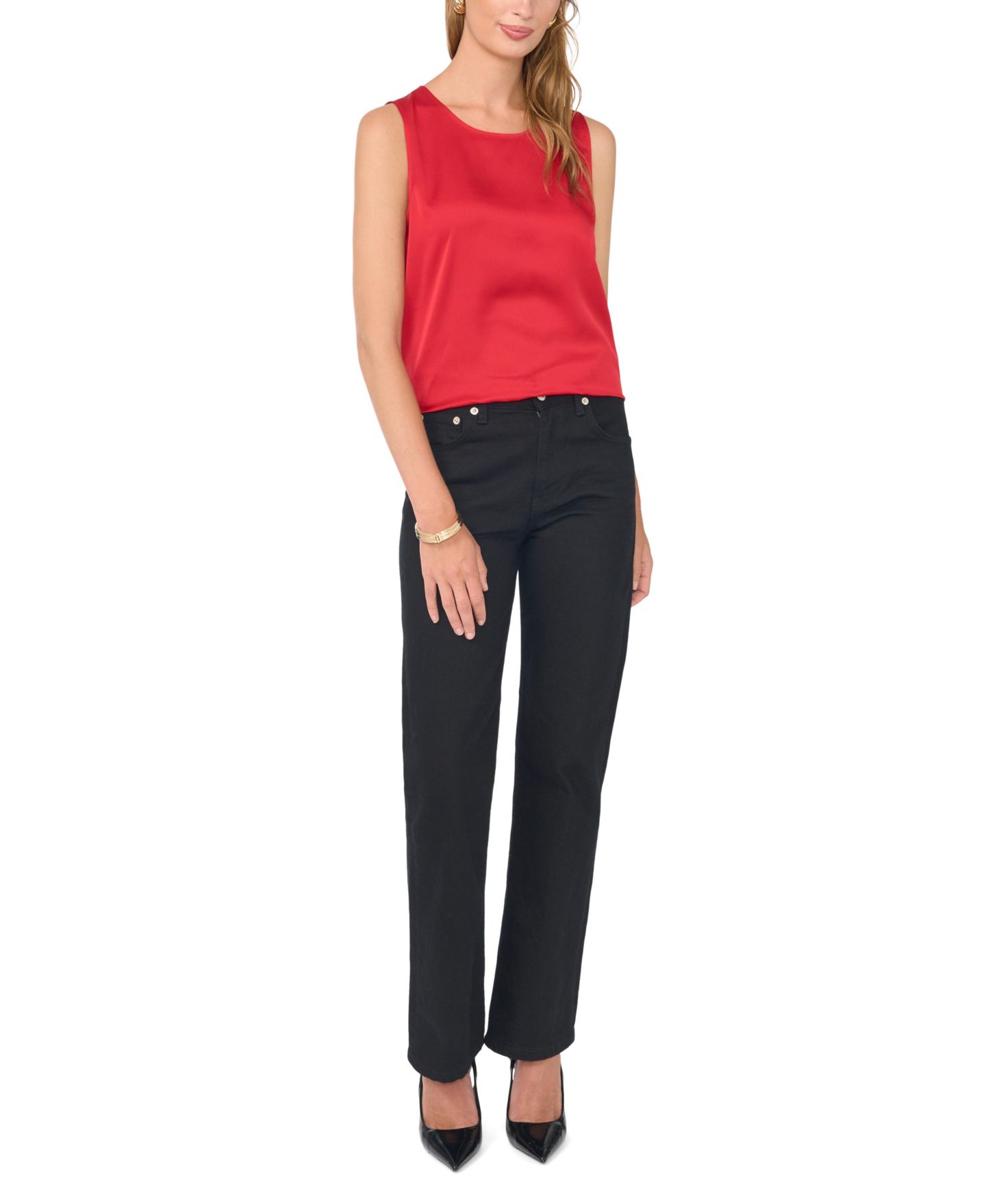 Женская блузка Vince Camuto Satin Crewneck Sleeveless, цвет: Красный — фото 2