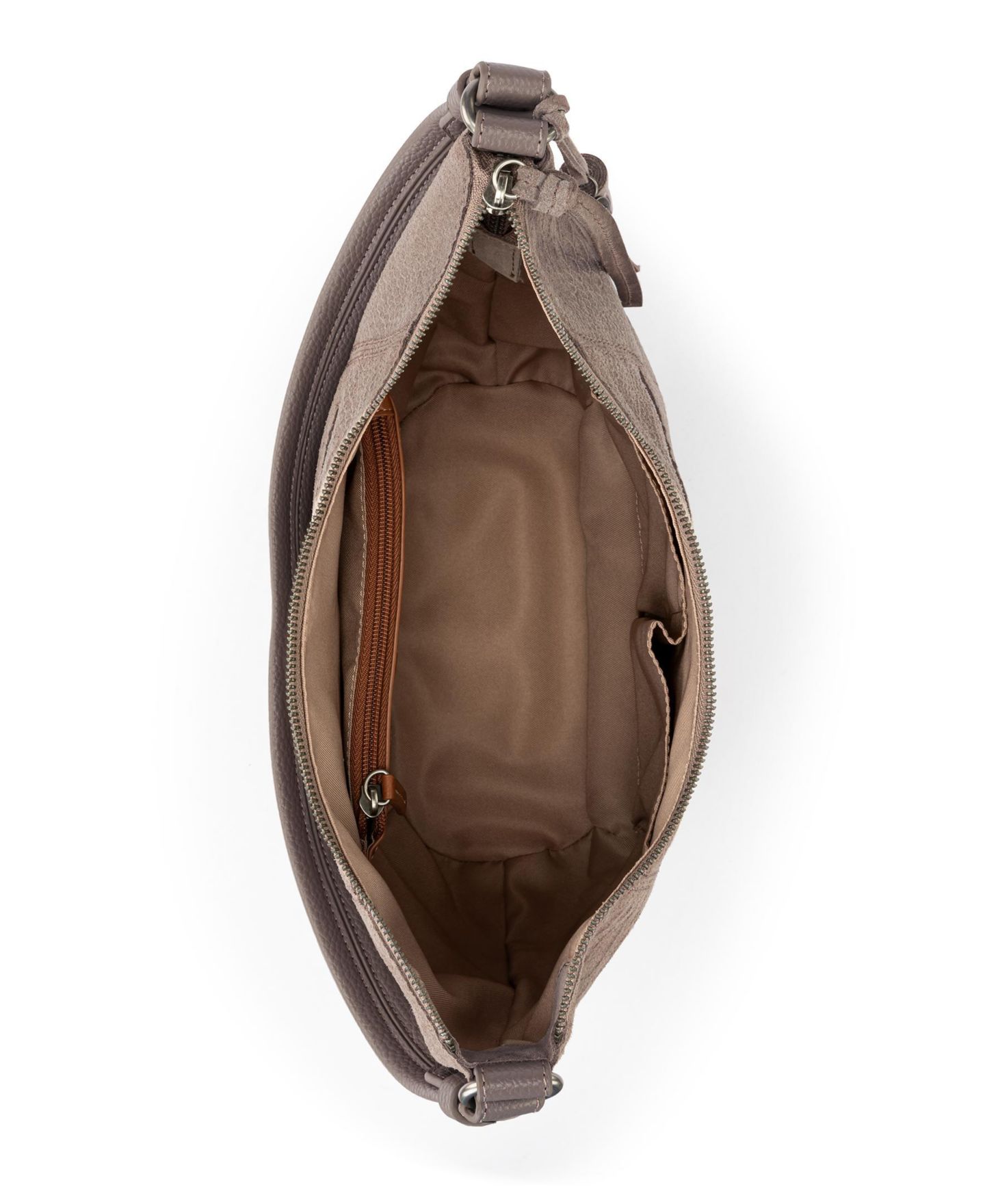 Женская сумка The Sak Sequoia Croco Embossed Suede Medium Hobo, цвет: Серо-бежевый замшевый — фото 4