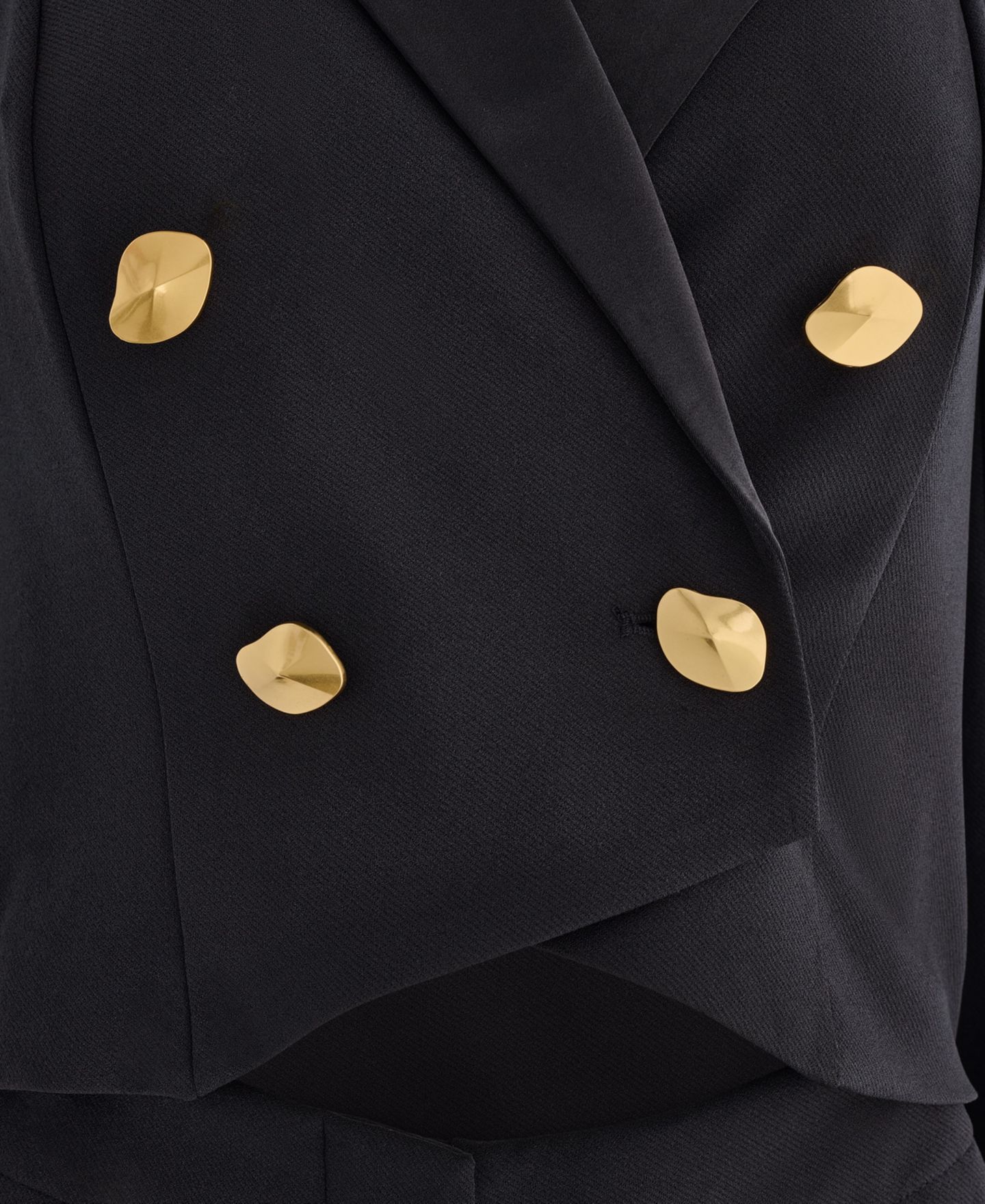 Женский комбинезон Donna Karan New York Satin Lapel Long-Sleeve Double-Breasted Wide-Leg Jumpsuit, цвет: Чёрный — фото 6