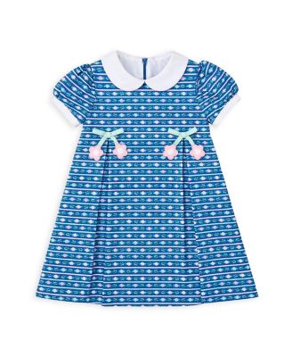 Baby Girls' Floral-Print Square Neck Flower Appliqu&eacute; Dress