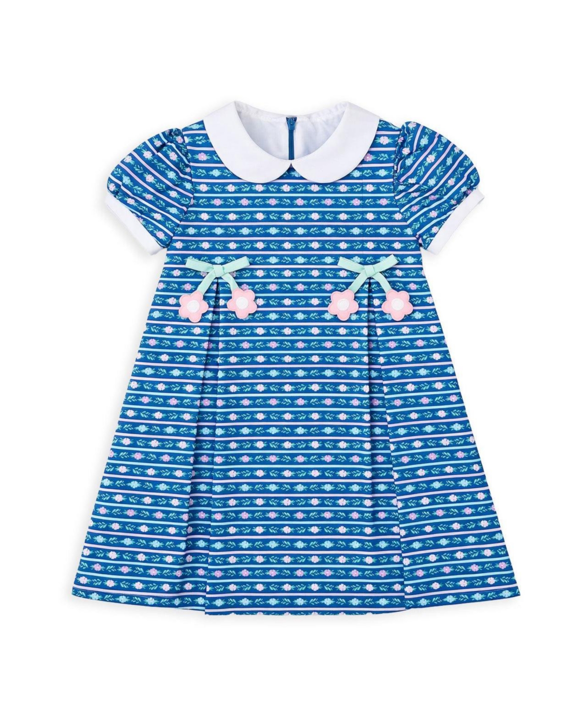 Florence Eiseman Baby Girls' Floral-Print Square Neck Flower Applique Dress