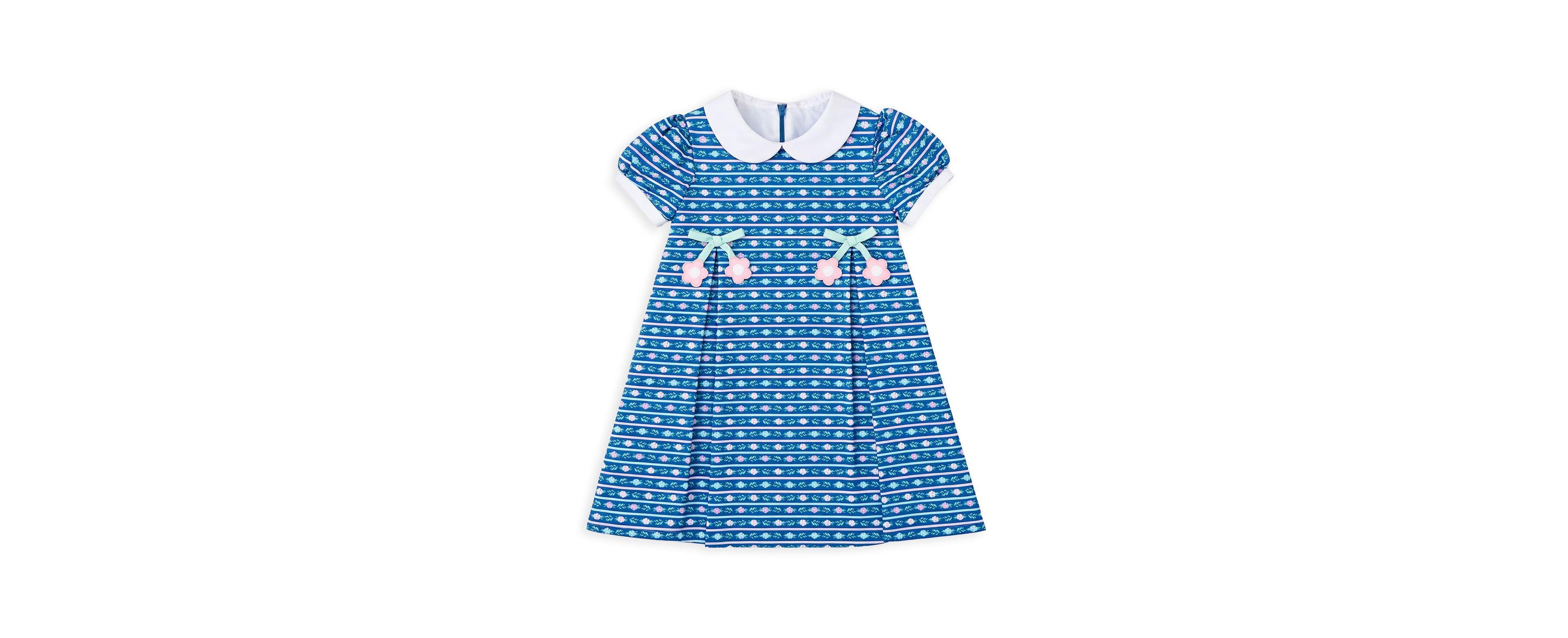 Florence Eiseman Baby Girls' Floral-Print Square Neck Flower Applique Dress