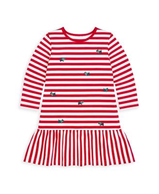 Girls' 4-6x Long-Sleeve Drop-Waist Embroidered Scotty Dogs Dress