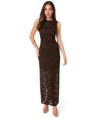 Women's Lace Racer Sleeveless Maxi Dress