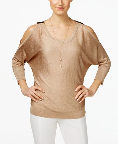INC International Concepts Embellished Cold-Shoulder Top, Only at Macy's