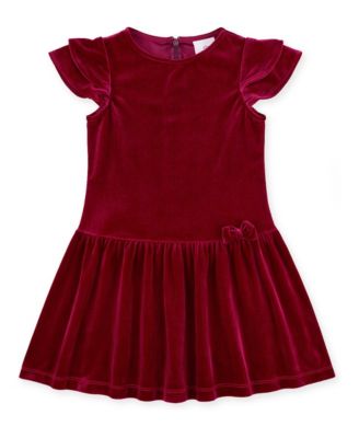 Toddler Girls' 2T-5T Stretch Velvet Drop-Waist Bow Dress