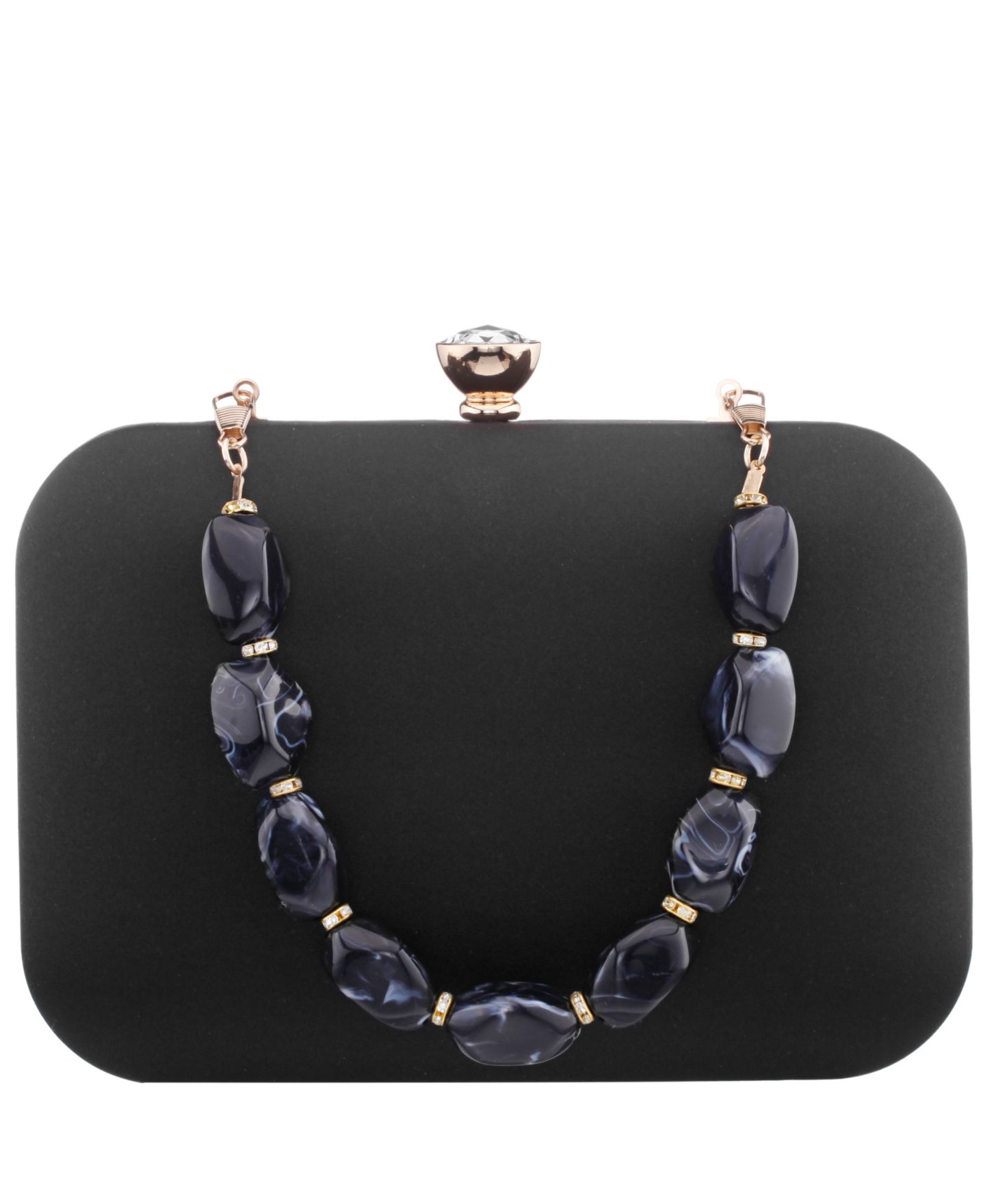 Женский клатч Nina Kaela Beaded Strap Minaudiere Small Clutch Handbag, цвет: Чёрный — фото 1