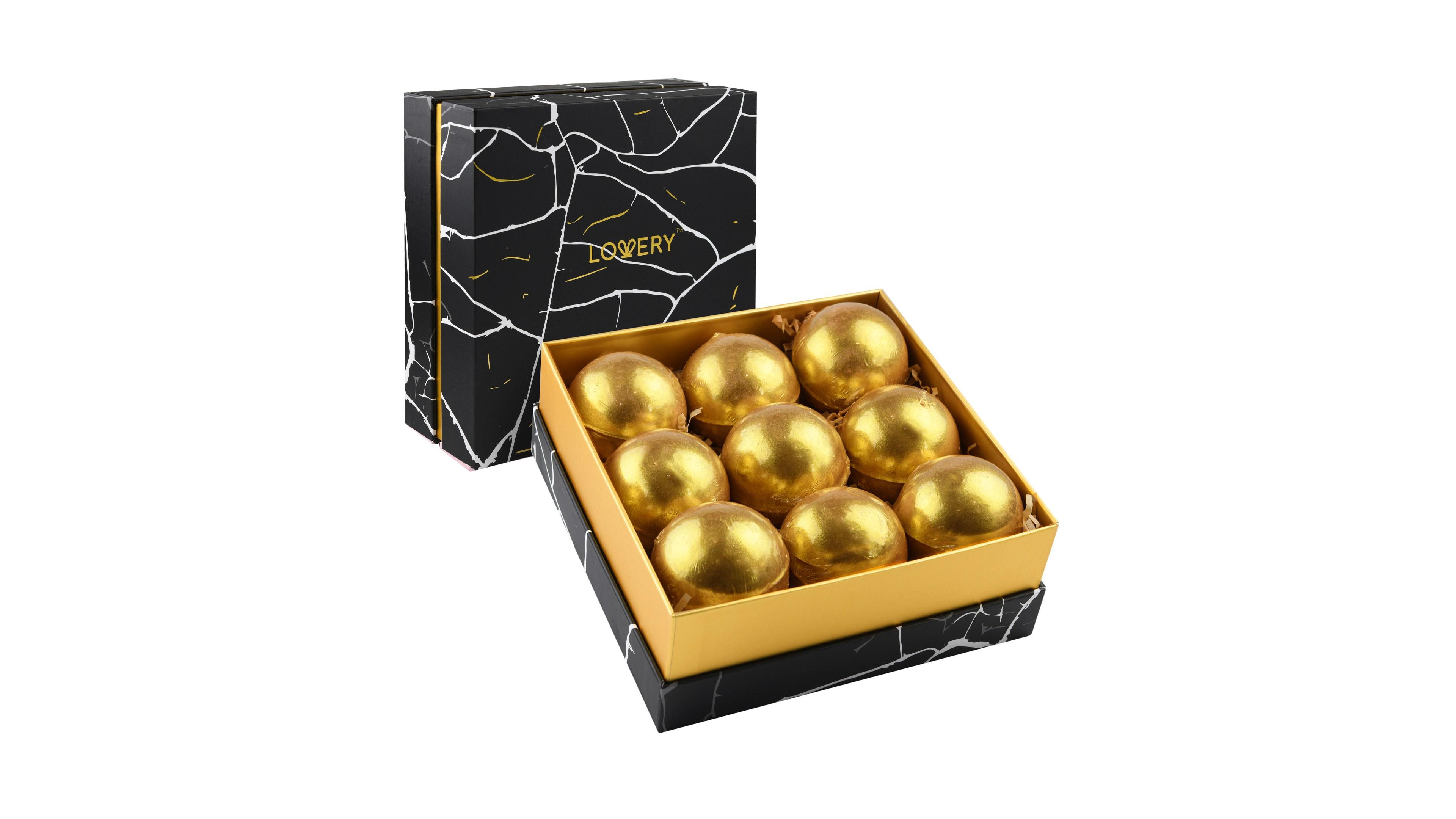 Lovery 24K Gold Bath Bombs Set, Deluxe Marble Bath Fizzies Gift Set, 9 Bubble and Spa Bath Bombs