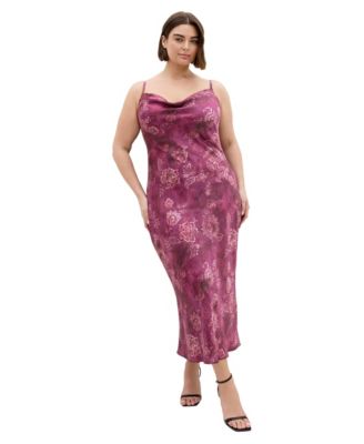 Plus Size Sadie Cowl Neckline Midi Slip Dress