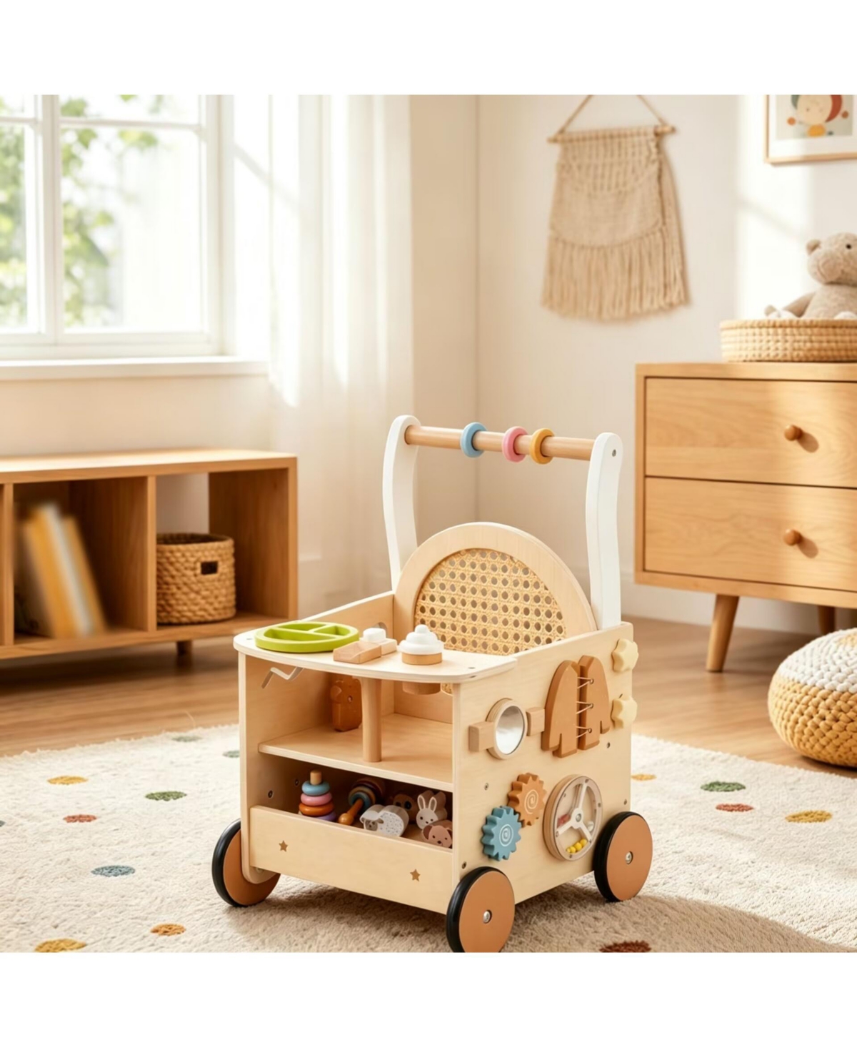 Costway 13-In-1 Wooden Activity Center Toddler Push Walker
