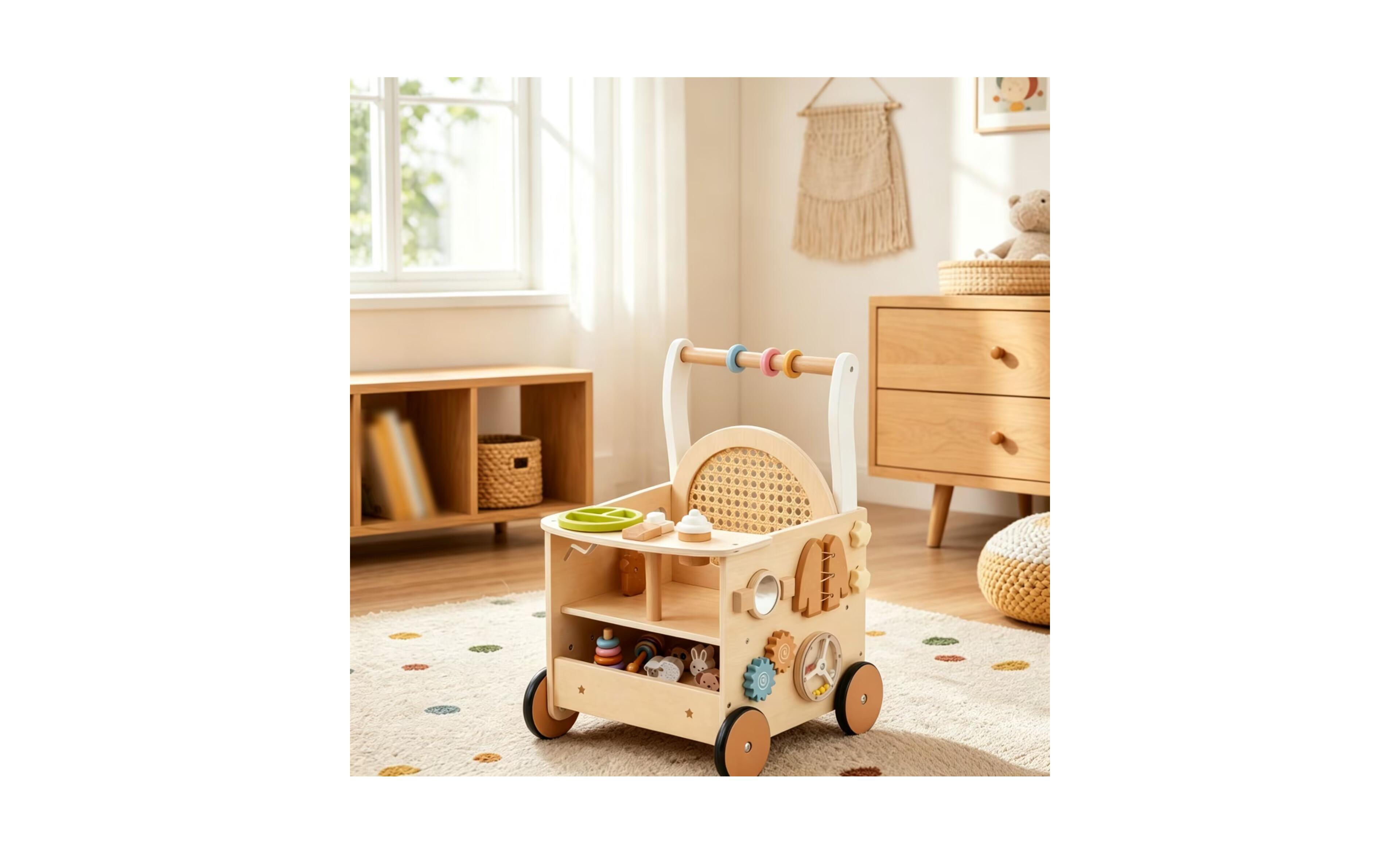 Costway 13-In-1 Wooden Activity Center Toddler Push Walker