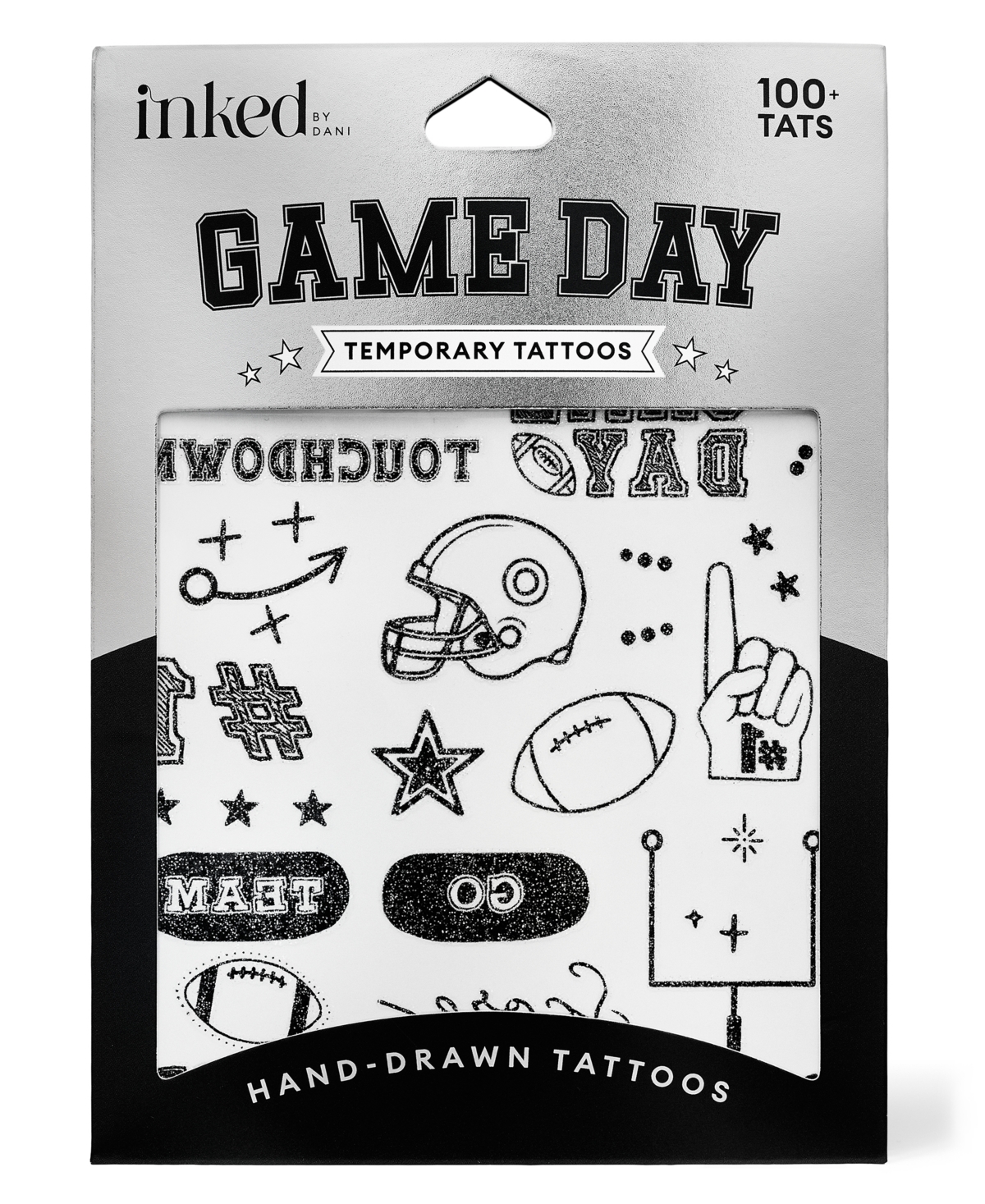 Inked By Dani Game Day Touchdown Glitter Temporary Tattoos