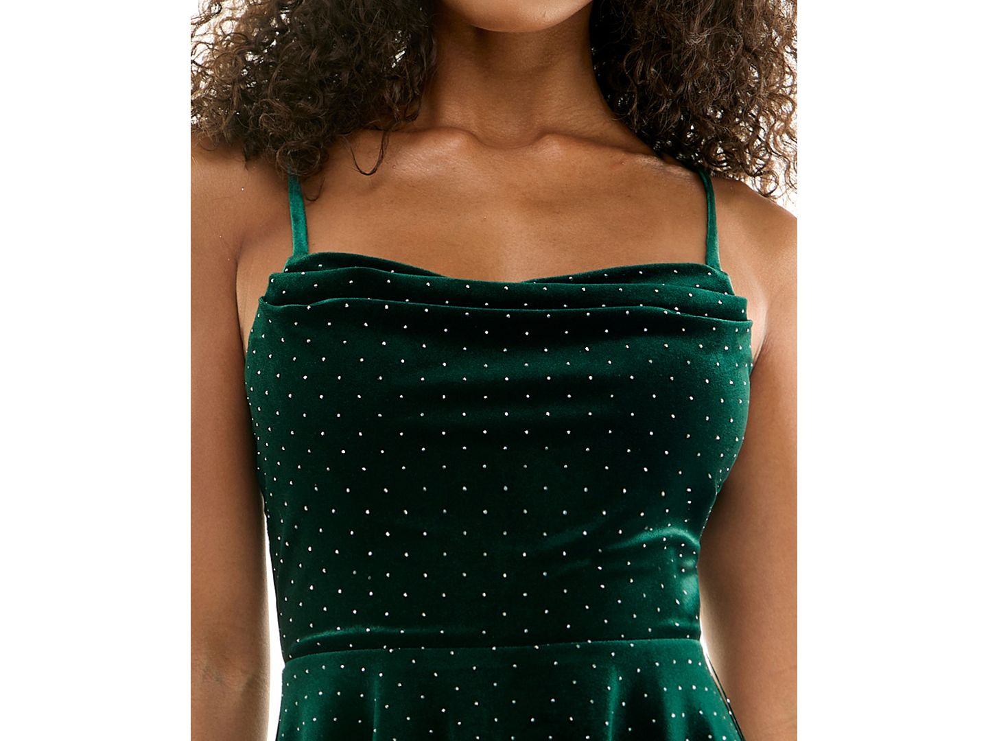 Женское платье City Studios Juniors' Cowl Neck Velvet Fit & Flare, цвет: Тёмно-зелёный — фото 4