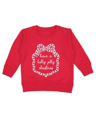 Toddler Girls' 2T-5T Holly Jolly Sequin Bow Patch Crewneck Sweatshirt