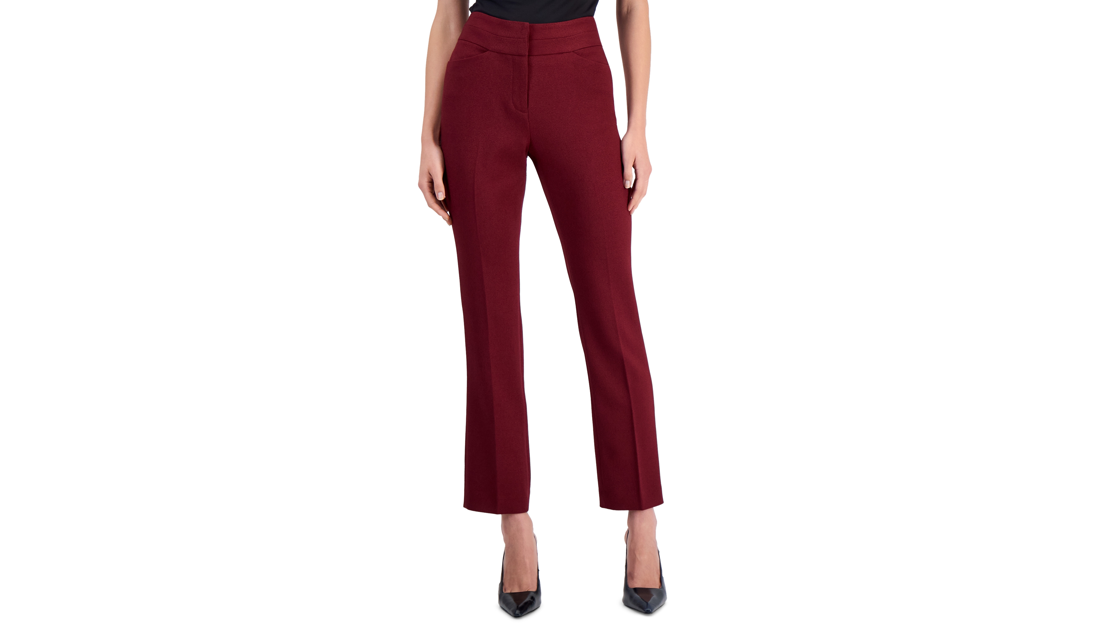 Tahari Petite Bell Bottom Bootcut High-Waisted Pants