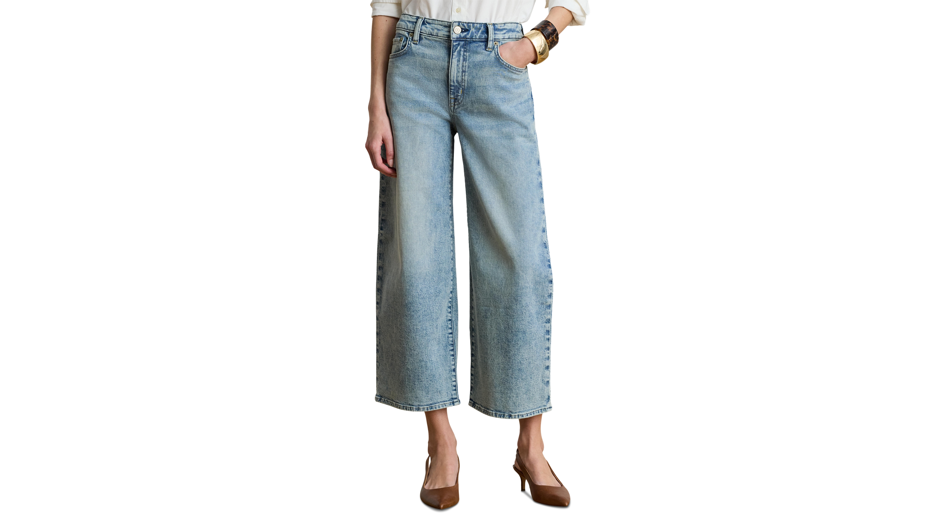 Lauren Ralph Lauren Women's High-Rise Wide-Leg Cropped Jeans