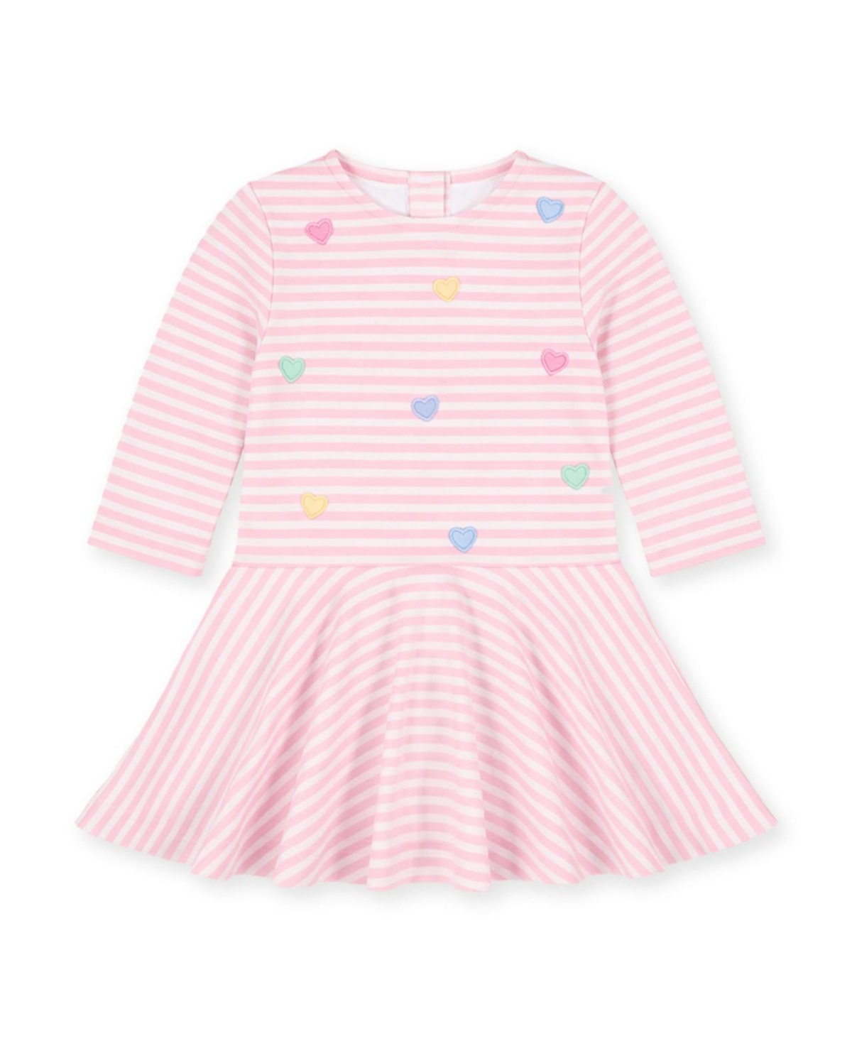 Florence Eiseman Toddler Girls' 2T-5T Long-Sleeve Drop-Waist Heart-Applique Dress